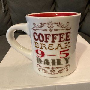 CRACKER BARREL COUNTRY STORE "Coffee Break 9-5 Daily" Coffee Cup Mug-4"H-EUC
